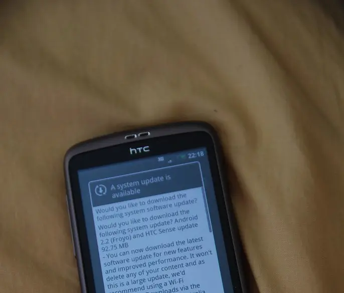 An Android phone displaying a software update screen in settings