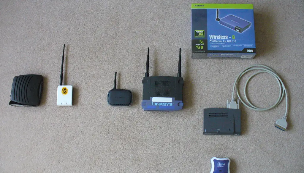 A small wireless hotspot device mounted near a window