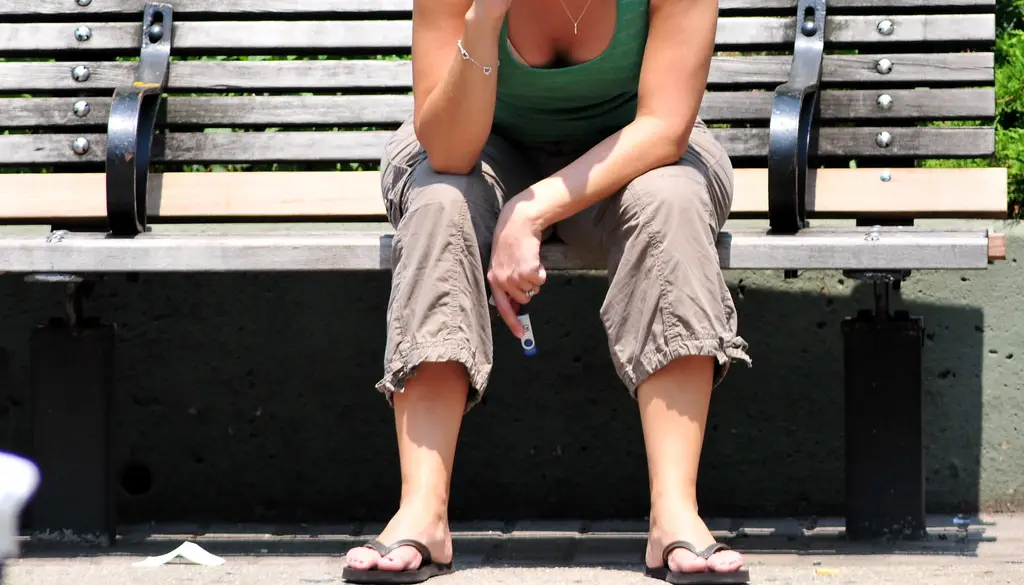 A person using a chat application on a laptop