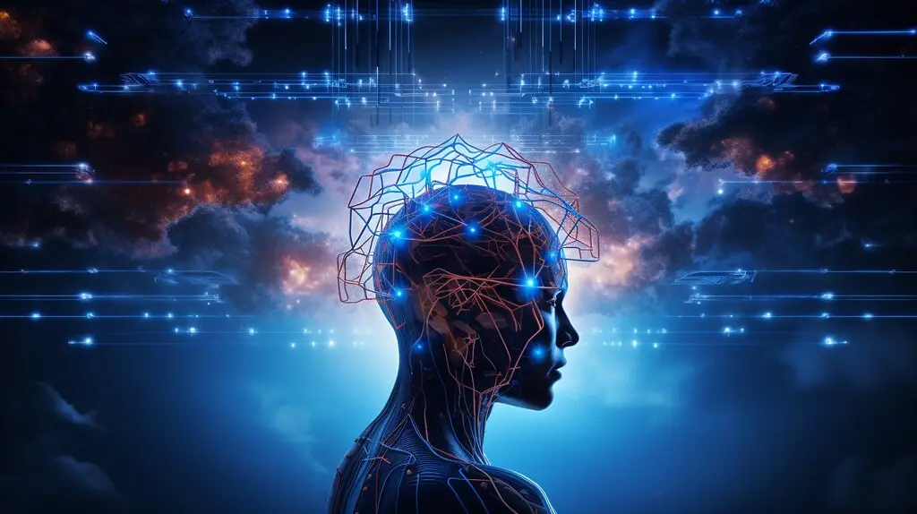 An abstract visualization of an AI neural network