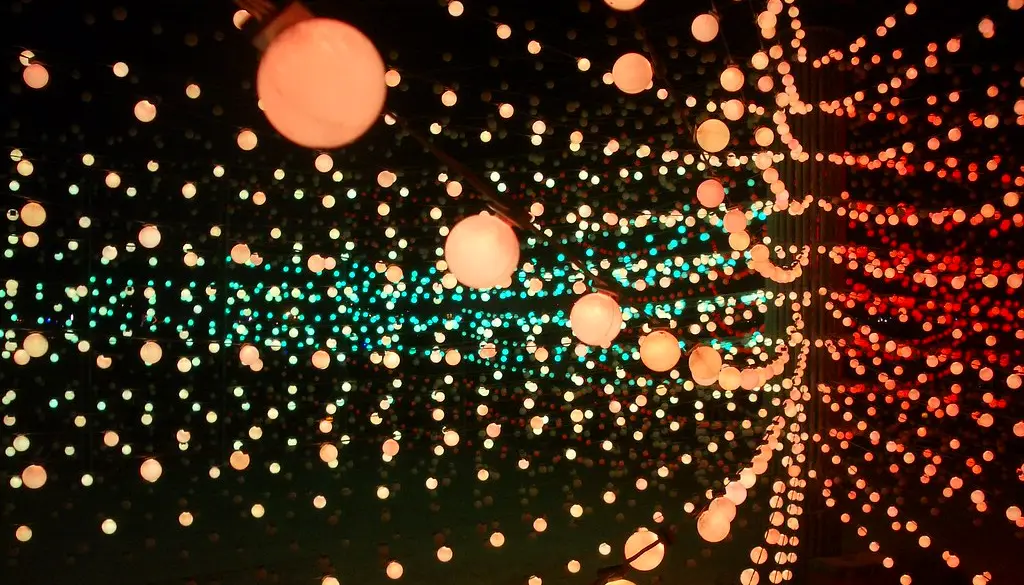 Close-up of a full-array LED backlight grid showing individual dimming zones behind an LCD panel